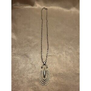 Vintage Brushed Silver Teardrop Necklace
